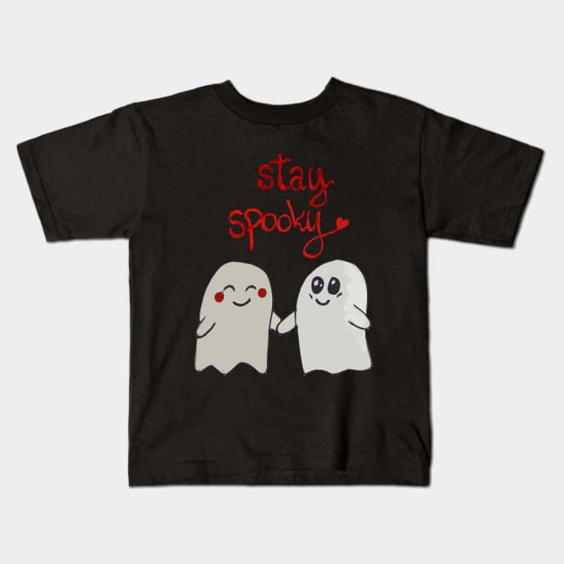 Stay spooky cute ghosts couple Kids T-Shirt by BoogieCreates
